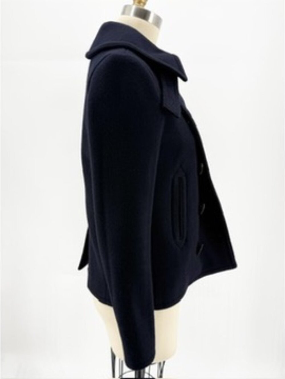 NLST NAVY thick wool blend military nautical peacoat Small - Picture 3 of 13